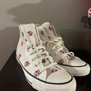 Converse White Floral High-Top Sneakers